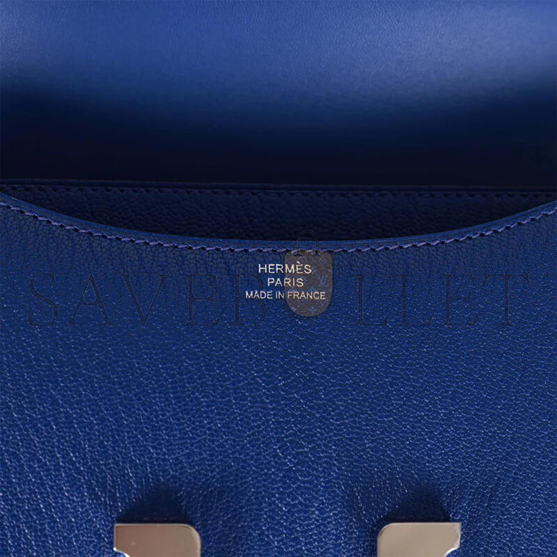 HERMES CONSTANCE 18 BLEU ELECTRIC CHEVRE PALLADIUM HARDWARE (19*15*4cm)